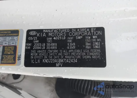 2021 Kia Soul Lx z USA, uszkodzony, nr VIN KNDJ23AU8M7142434